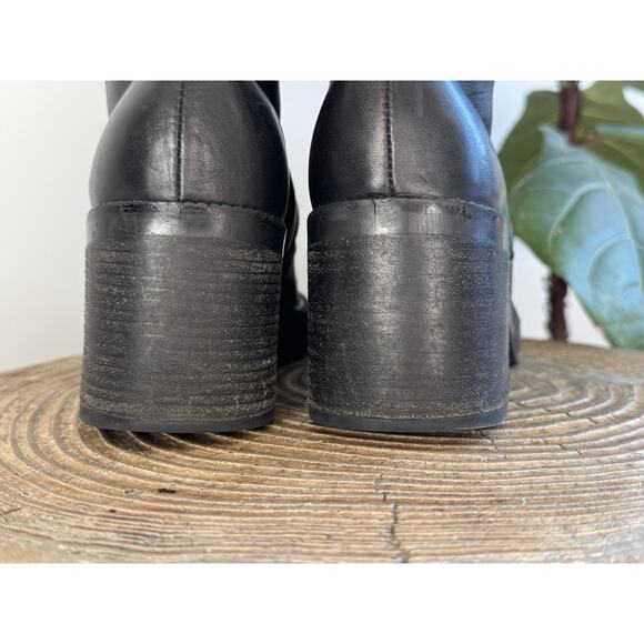 Harley Davidson Pavement 6” Black Leather Chunky Bootie Moto 8.5 8 1/2 Y2K Women - Picture 7 of 11